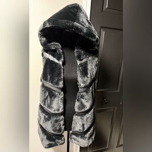 Joseph Ribkoff Black Faux Fur Vest